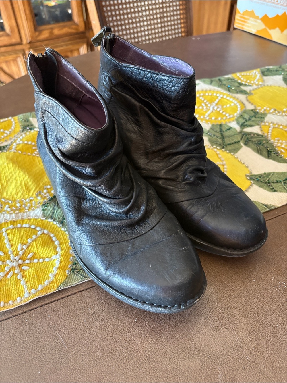 Dansko Black Leather Slouch Ankle Booties
